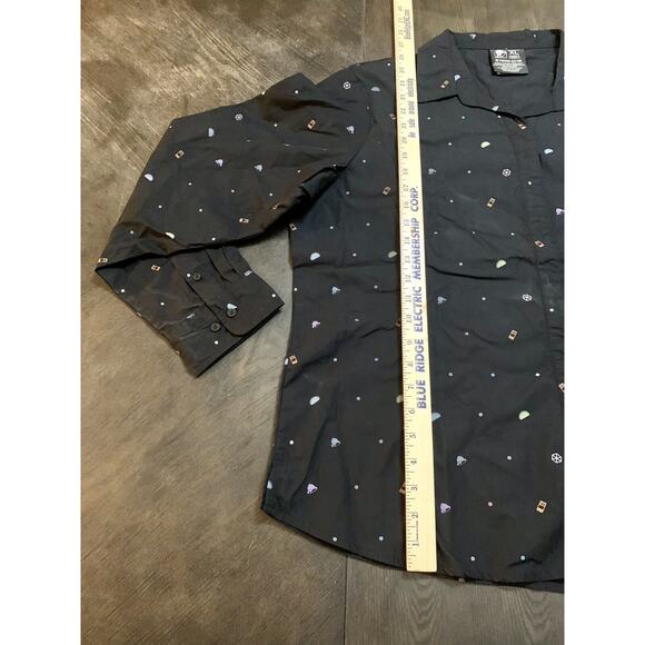 Taco Bell 3/4 Sleeve Employee Button Up Shirt Black Women's Size XL All Over - Picture 8 of 11